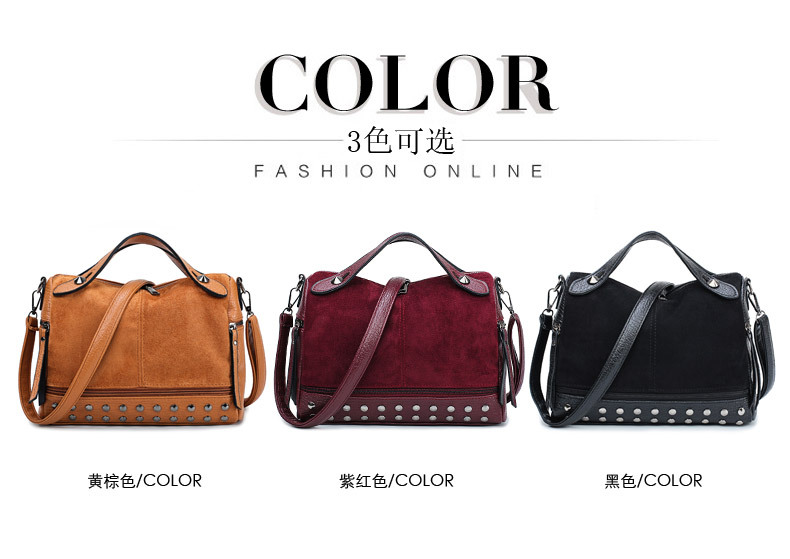Amazon Women's Bag Foreign Trade Popular Style Rivet Handbag European and American Fashion Frosted Motorcycle Bag Women's Large Shoulder Bag
