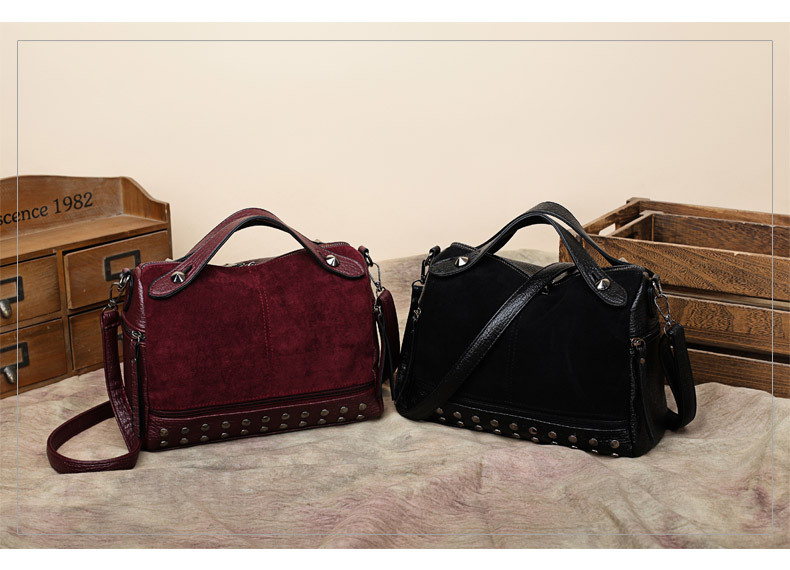 Amazon Women's Bag Foreign Trade Popular Style Rivet Handbag European and American Fashion Frosted Motorcycle Bag Women's Large Shoulder Bag