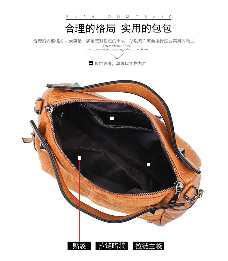 Amazon Women's Bag Foreign Trade Popular Style Rivet Handbag European and American Fashion Frosted Motorcycle Bag Women's Large Shoulder Bag