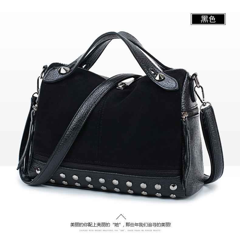 Amazon Women's Bag Foreign Trade Popular Style Rivet Handbag European and American Fashion Frosted Motorcycle Bag Women's Large Shoulder Bag