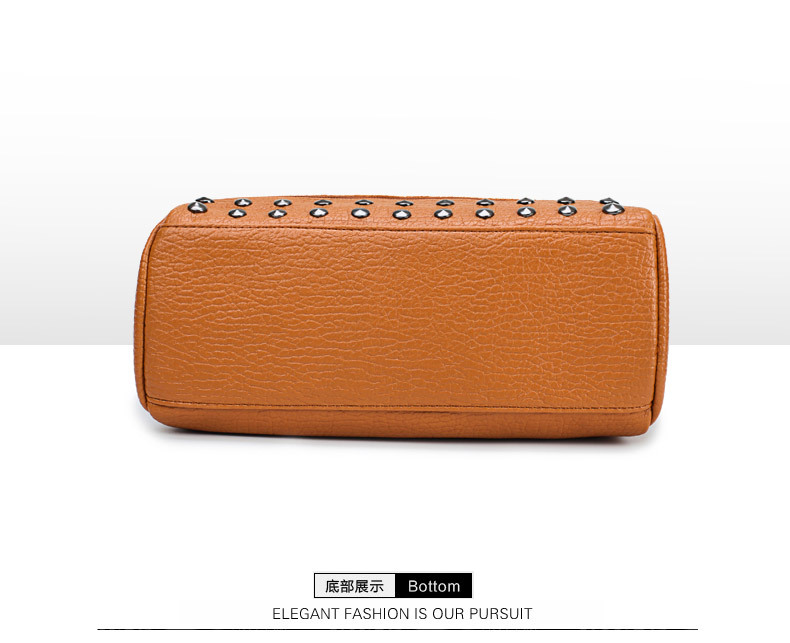 Amazon Women's Bag Foreign Trade Popular Style Rivet Handbag European and American Fashion Frosted Motorcycle Bag Women's Large Shoulder Bag