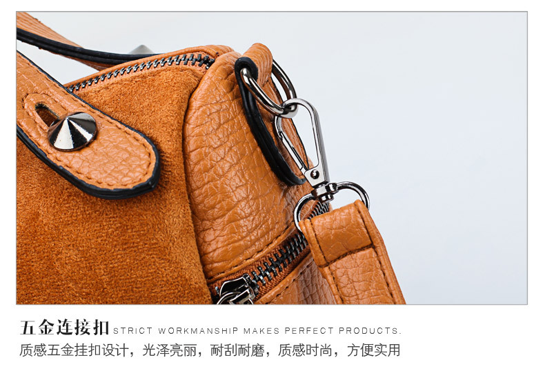 Amazon Women's Bag Foreign Trade Popular Style Rivet Handbag European and American Fashion Frosted Motorcycle Bag Women's Large Shoulder Bag