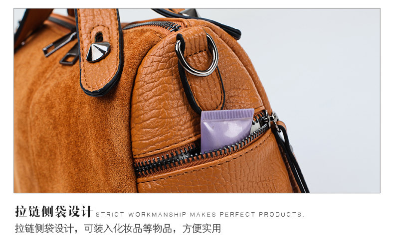 Amazon Women's Bag Foreign Trade Popular Style Rivet Handbag European and American Fashion Frosted Motorcycle Bag Women's Large Shoulder Bag