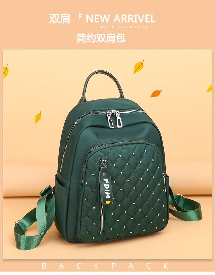 2020 New Women's Bag Oxford Cloth Backpack Waterproof Nylon Schoolbag Women's Korean Style Rivet Casual Backpack Wholesale