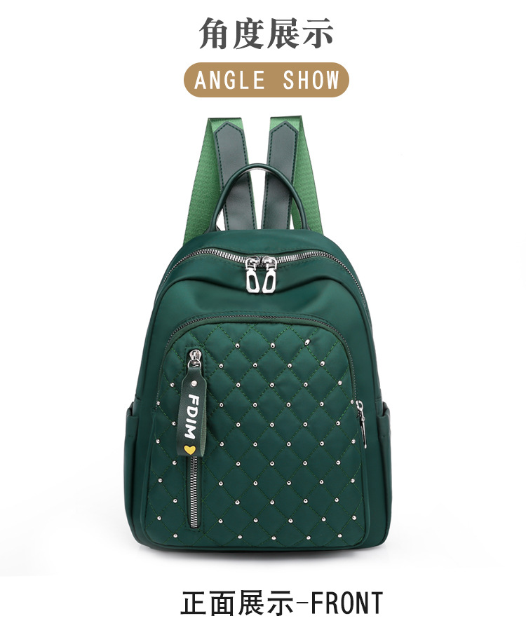 2020 New Women's Bag Oxford Cloth Backpack Waterproof Nylon Schoolbag Women's Korean Style Rivet Casual Backpack Wholesale