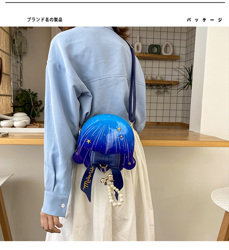 Foreign Trade New Fantasy Creative Jellyfish Shoulder Bag Pearl Bow Rivet Crossbody Bag Contrast Color Letter Women Bag