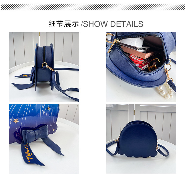 Foreign Trade New Fantasy Creative Jellyfish Shoulder Bag Pearl Bow Rivet Crossbody Bag Contrast Color Letter Women Bag