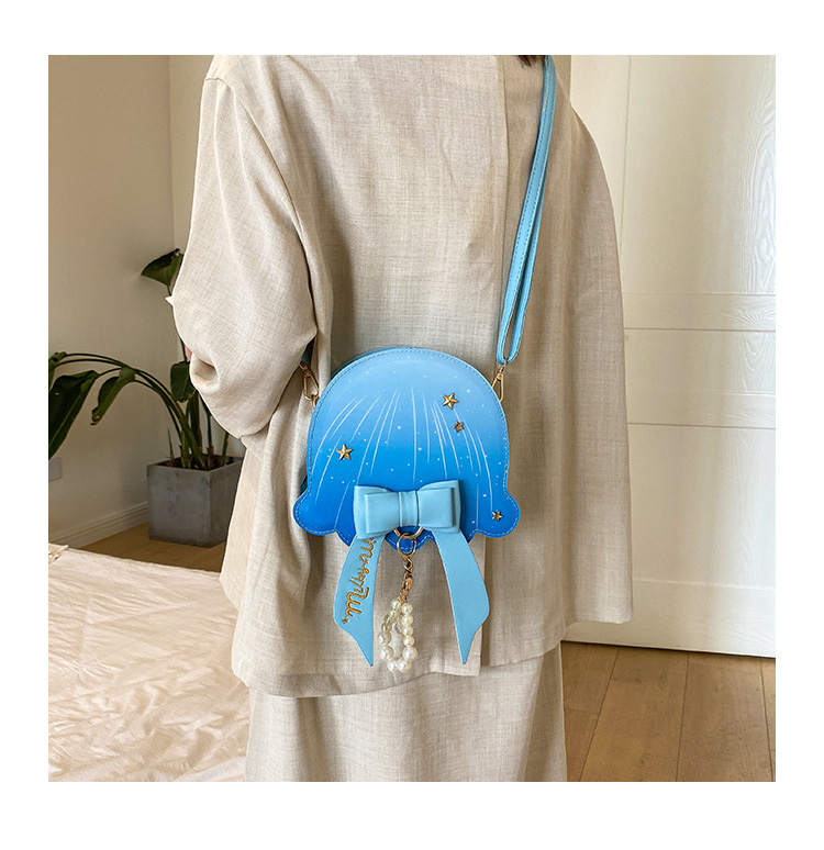 Foreign Trade New Fantasy Creative Jellyfish Shoulder Bag Pearl Bow Rivet Crossbody Bag Contrast Color Letter Women Bag