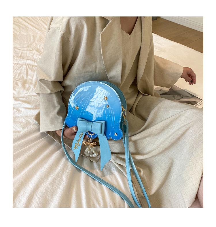 Foreign Trade New Fantasy Creative Jellyfish Shoulder Bag Pearl Bow Rivet Crossbody Bag Contrast Color Letter Women Bag