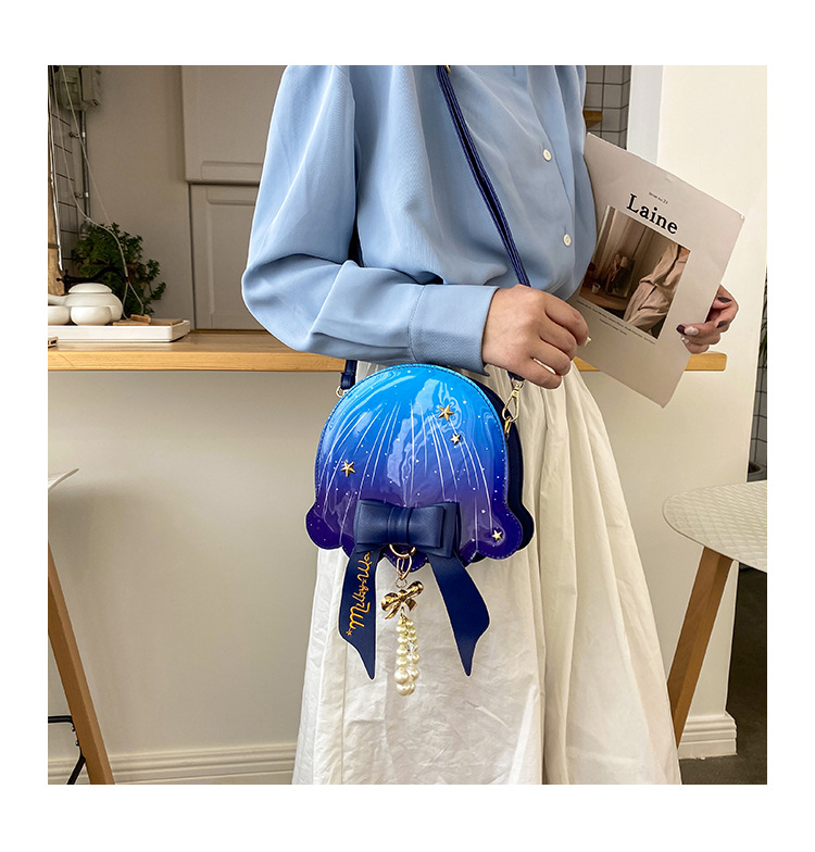 Foreign Trade New Fantasy Creative Jellyfish Shoulder Bag Pearl Bow Rivet Crossbody Bag Contrast Color Letter Women Bag