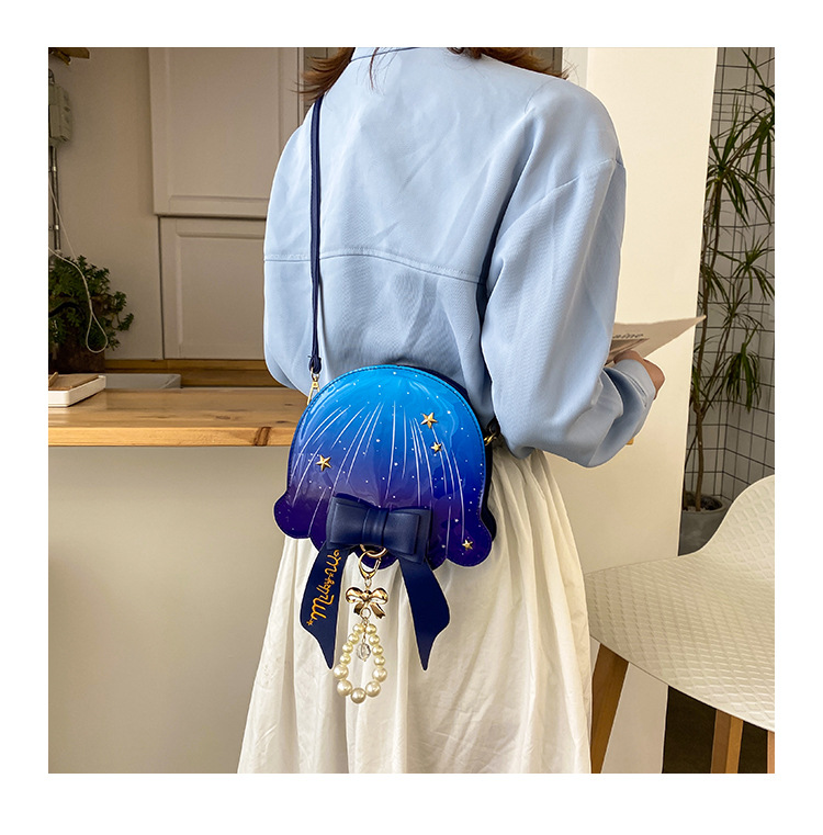 Foreign Trade New Fantasy Creative Jellyfish Shoulder Bag Pearl Bow Rivet Crossbody Bag Contrast Color Letter Women Bag