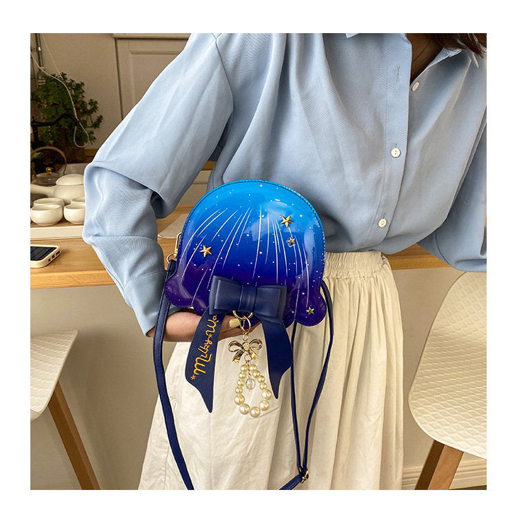 Foreign Trade New Fantasy Creative Jellyfish Shoulder Bag Pearl Bow Rivet Crossbody Bag Contrast Color Letter Women Bag