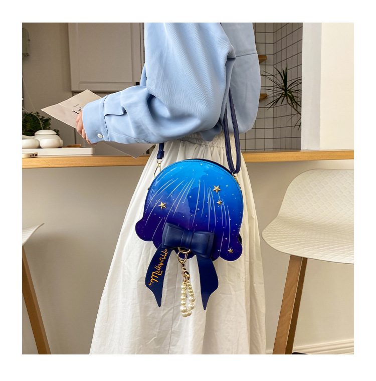 Foreign Trade New Fantasy Creative Jellyfish Shoulder Bag Pearl Bow Rivet Crossbody Bag Contrast Color Letter Women Bag
