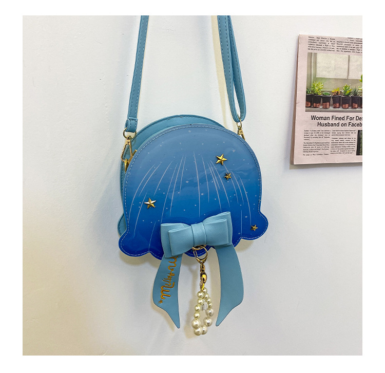 Foreign Trade New Fantasy Creative Jellyfish Shoulder Bag Pearl Bow Rivet Crossbody Bag Contrast Color Letter Women Bag