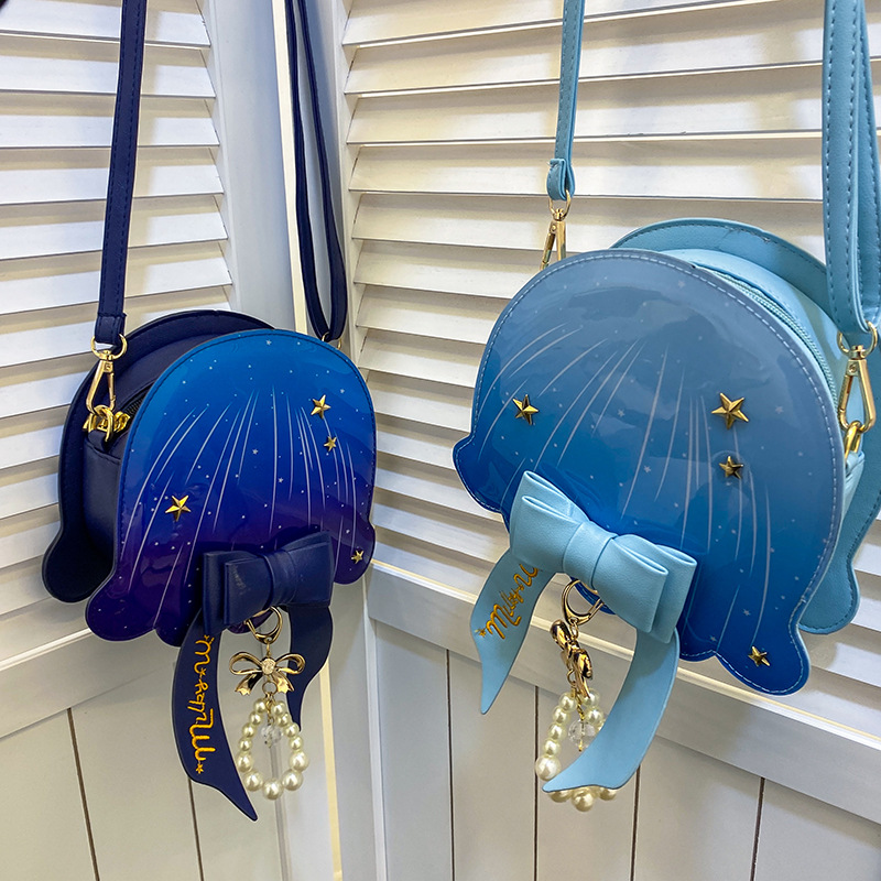 Foreign Trade New Fantasy Creative Jellyfish Shoulder Bag Pearl Bow Rivet Crossbody Bag Contrast Color Letter Women Bag