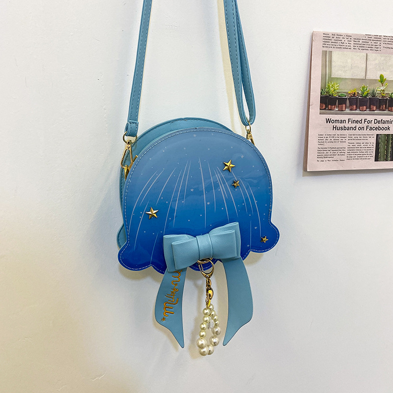Foreign Trade New Fantasy Creative Jellyfish Shoulder Bag Pearl Bow Rivet Crossbody Bag Contrast Color Letter Women Bag