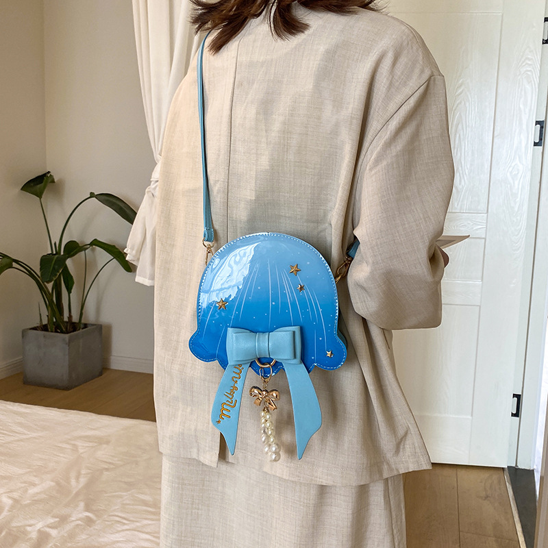 Foreign Trade New Fantasy Creative Jellyfish Shoulder Bag Pearl Bow Rivet Crossbody Bag Contrast Color Letter Women Bag
