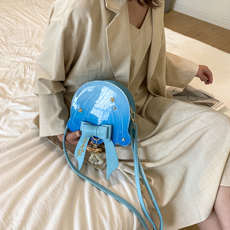 Foreign Trade New Fantasy Creative Jellyfish Shoulder Bag Pearl Bow Rivet Crossbody Bag Contrast Color Letter Women Bag