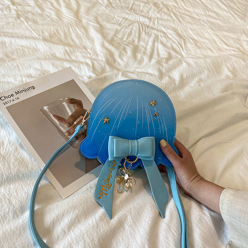 Foreign Trade New Fantasy Creative Jellyfish Shoulder Bag Pearl Bow Rivet Crossbody Bag Contrast Color Letter Women Bag