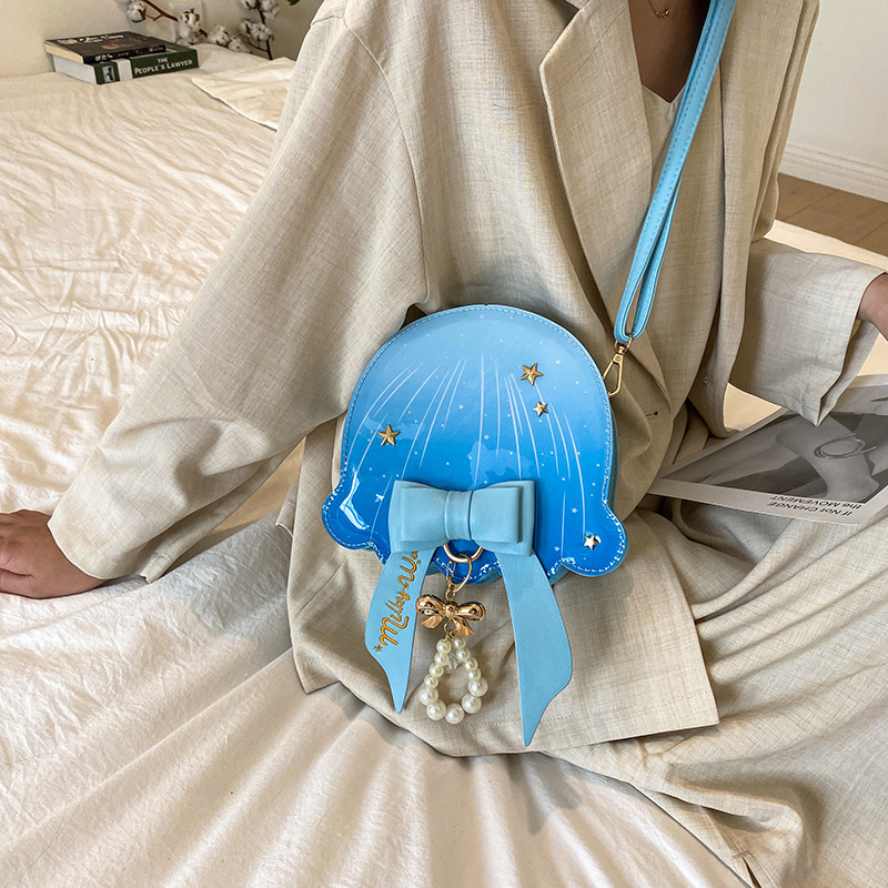 Foreign Trade New Fantasy Creative Jellyfish Shoulder Bag Pearl Bow Rivet Crossbody Bag Contrast Color Letter Women Bag
