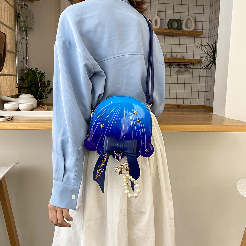 Foreign Trade New Fantasy Creative Jellyfish Shoulder Bag Pearl Bow Rivet Crossbody Bag Contrast Color Letter Women Bag