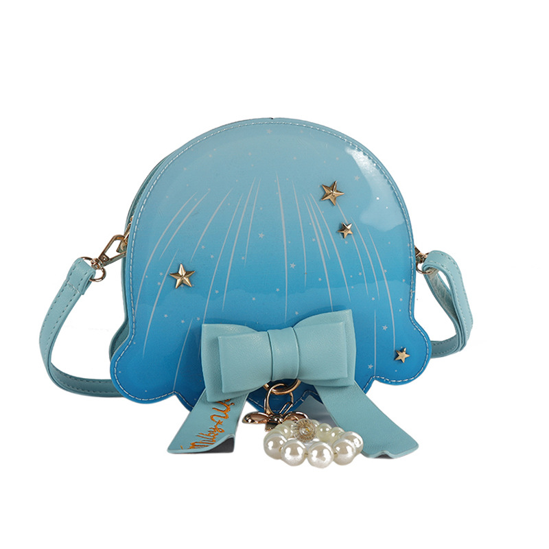 Foreign Trade New Fantasy Creative Jellyfish Shoulder Bag Pearl Bow Rivet Crossbody Bag Contrast Color Letter Women Bag