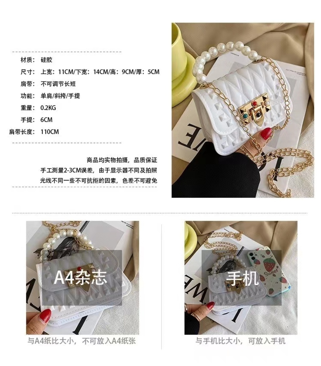 2021 Spring and Summer Hot-Selling Casual One-Shoulder Crossbody Portable Mini Small Chain Rivet Mobile Phone Bag Gel Bag