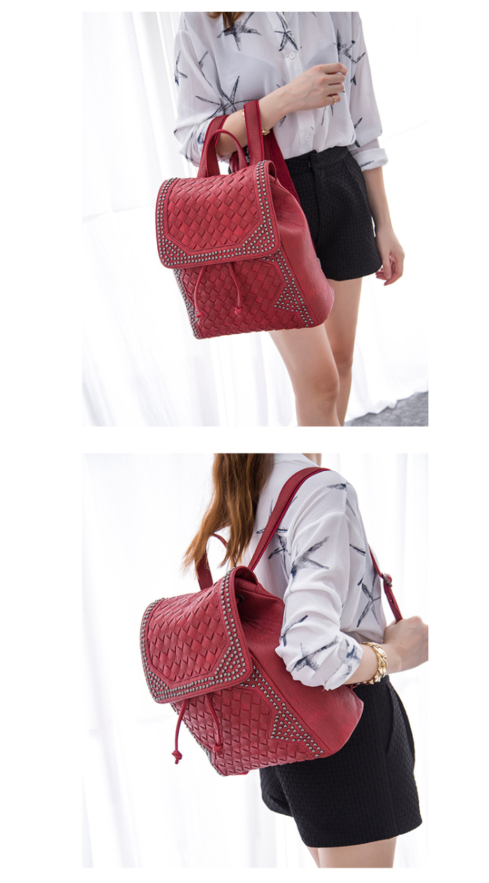 2015 new fashion woven backpack Korean star rivet bag 2015 new fashion woven backpack Korean star rivet bag