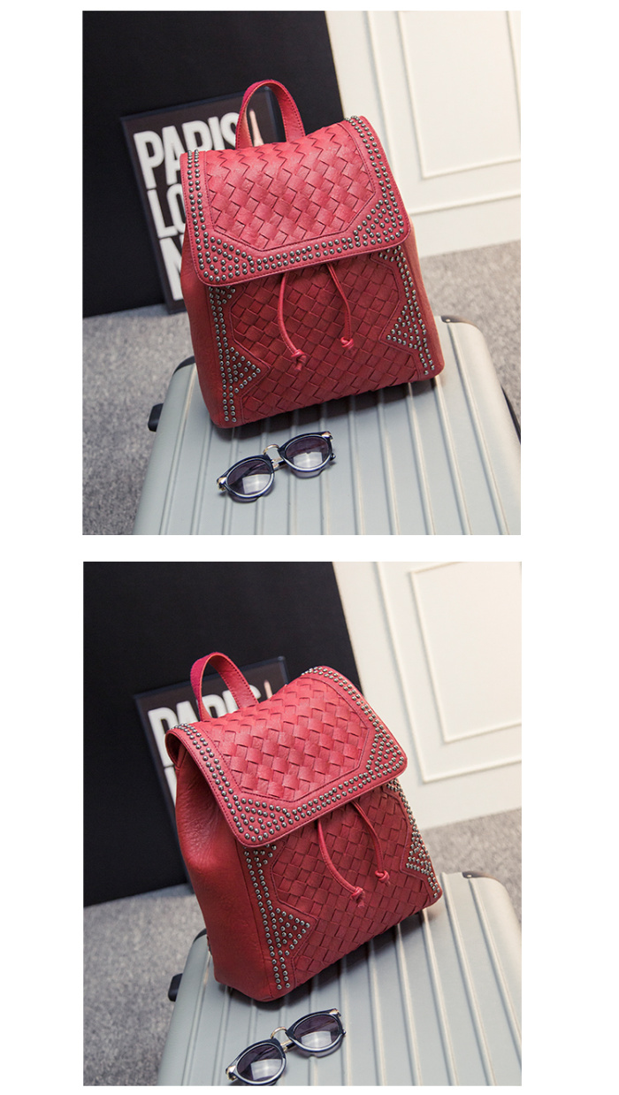 2015 new fashion woven backpack Korean star rivet bag 2015 new fashion woven backpack Korean star rivet bag