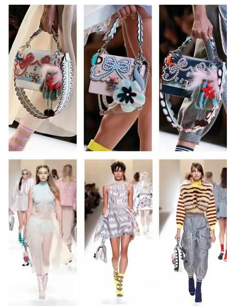 2017 catwalk fashion embroidery chain shoulder bag women bag rivet bag 4947