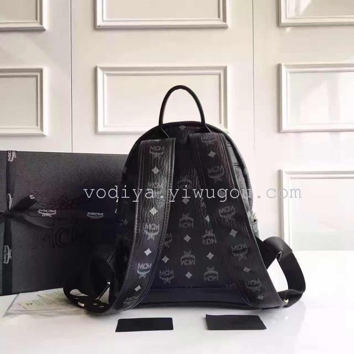 Leather series double shoulder bag rivet bag senior custom paragraph student bag leisure bag