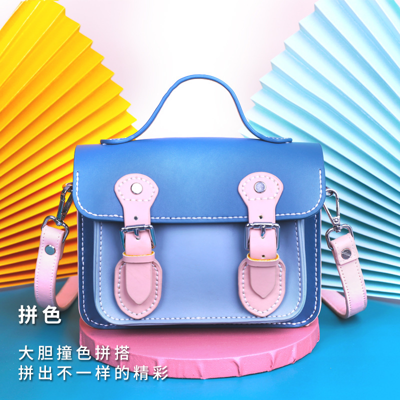 Cambridge Satchel DIY Handmade Material Package Genuine Leather Crossbody Homemade Small Square Bag Flip Shoulder Handbag in Stock