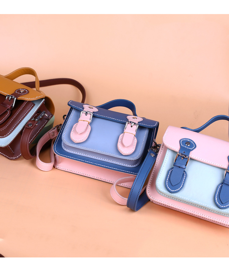 Cambridge Satchel DIY Handmade Material Package Genuine Leather Crossbody Homemade Small Square Bag Flip Shoulder Handbag in Stock