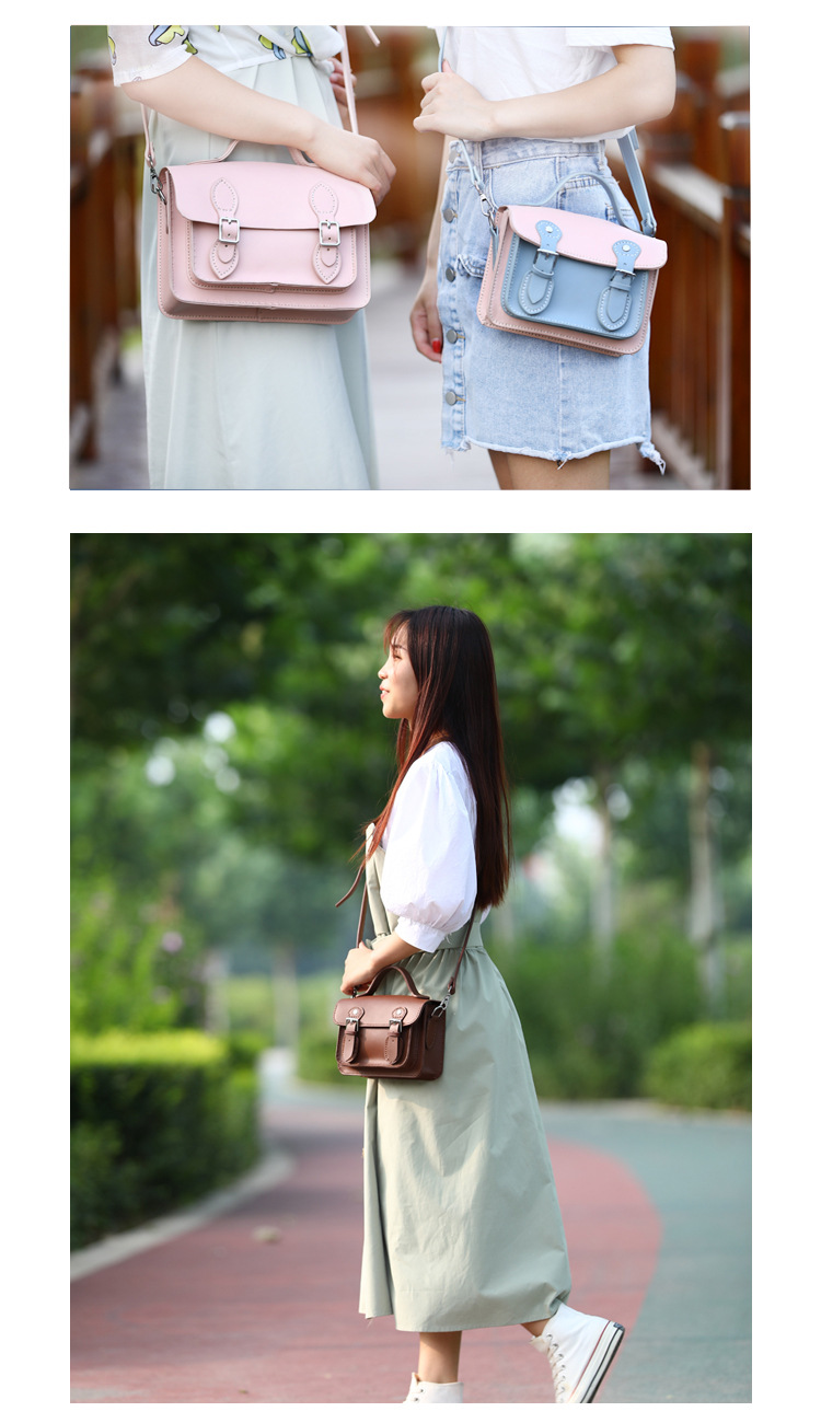 Cambridge Satchel DIY Handmade Material Package Genuine Leather Crossbody Homemade Small Square Bag Flip Shoulder Handbag in Stock