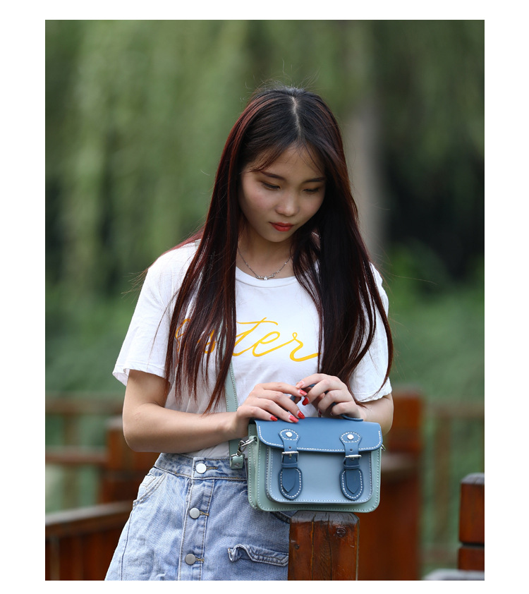 Cambridge Satchel DIY Handmade Material Package Genuine Leather Crossbody Homemade Small Square Bag Flip Shoulder Handbag in Stock