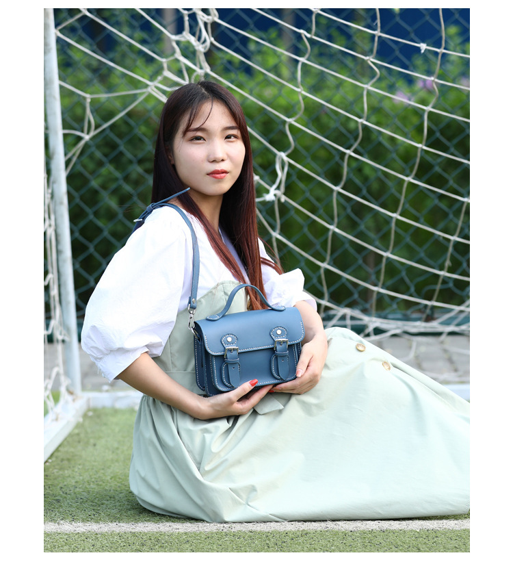 Cambridge Satchel DIY Handmade Material Package Genuine Leather Crossbody Homemade Small Square Bag Flip Shoulder Handbag in Stock