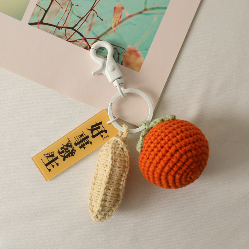 Bag Fragrant Words High Quality Persimmon Peanut Pendant Good Things Happen Keychain in Stock Wholesale