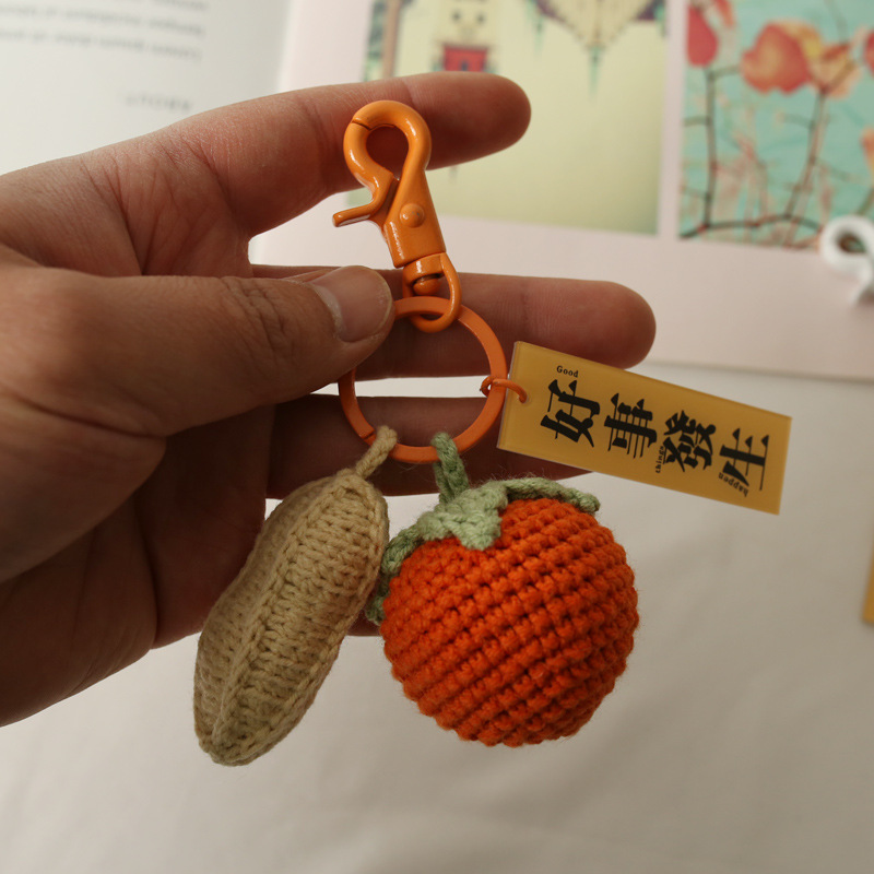 Bag Fragrant Words High Quality Persimmon Peanut Pendant Good Things Happen Keychain in Stock Wholesale