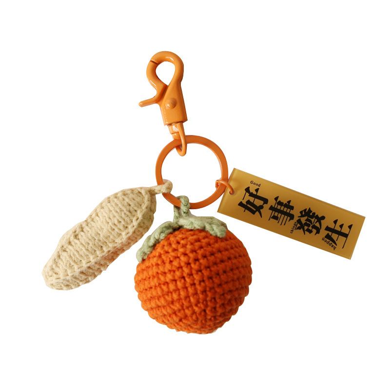 Bag Fragrant Words High Quality Persimmon Peanut Pendant Good Things Happen Keychain in Stock Wholesale
