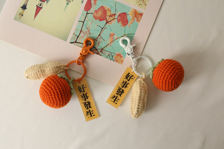 Bag Fragrant Words High Quality Persimmon Peanut Pendant Good Things Happen Keychain in Stock Wholesale Bag Fragrant Words High Quality Persimmon Peanut Pendant Good Things Happen Keychain in Stock Wholesale