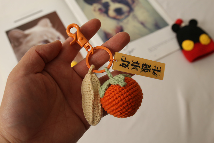Bag Fragrant Words High Quality Persimmon Peanut Pendant Good Things Happen Keychain in Stock Wholesale Bag Fragrant Words High Quality Persimmon Peanut Pendant Good Things Happen Keychain in Stock Wholesale