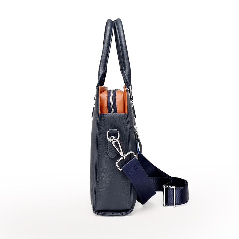 Men&#039;s Real-Leather Bag Men&#039;s Handbag Horizontal Business Customization Foreign Trade Single-Shoulder Bag Crossbody Official Document Leisure Cattle Leather Bag