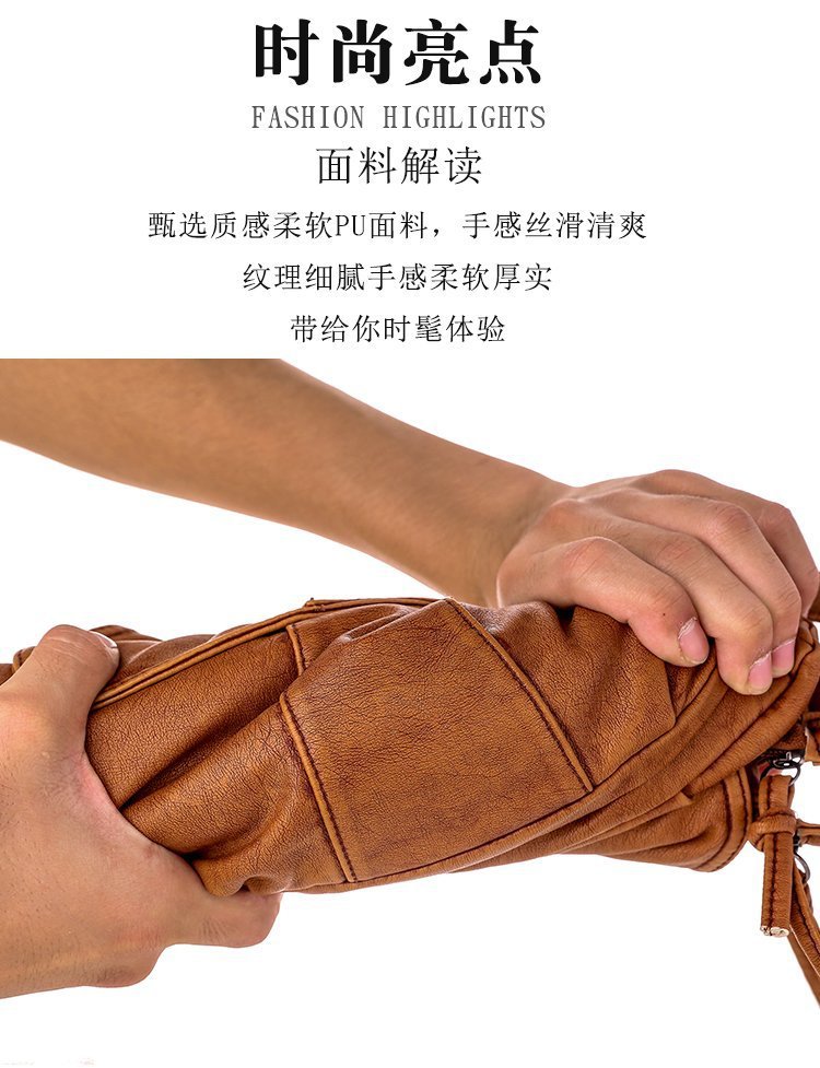 Foreign Trade Soft Leather Women's Bag European and American Retro Real Washed Leather Women's Shoulder Bag Large Capacity Middle-Aged Mother Bag Small Square Bag Foreign Trade Soft Leather Women's Bag European and American Retro Real Washed Leather Women's Shoulder Bag Large Capacity Middle-Aged Mother Bag Small Square Bag