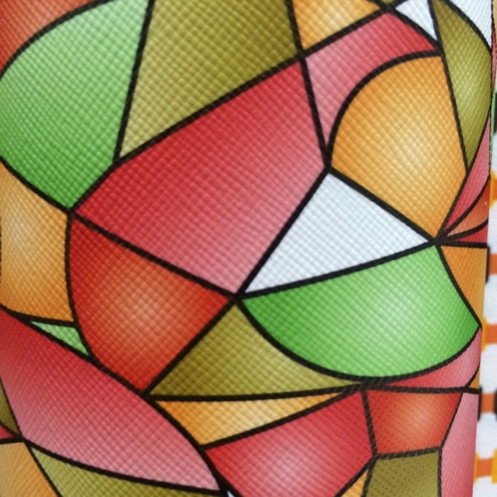 colorful triangle PVC artificial leather for lady bags colorful triangle PVC artificial leather for lady bags