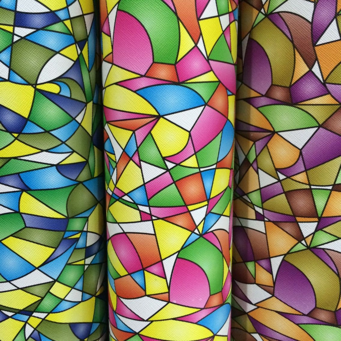colorful triangle PVC artificial leather for lady bags colorful triangle PVC artificial leather for lady bags