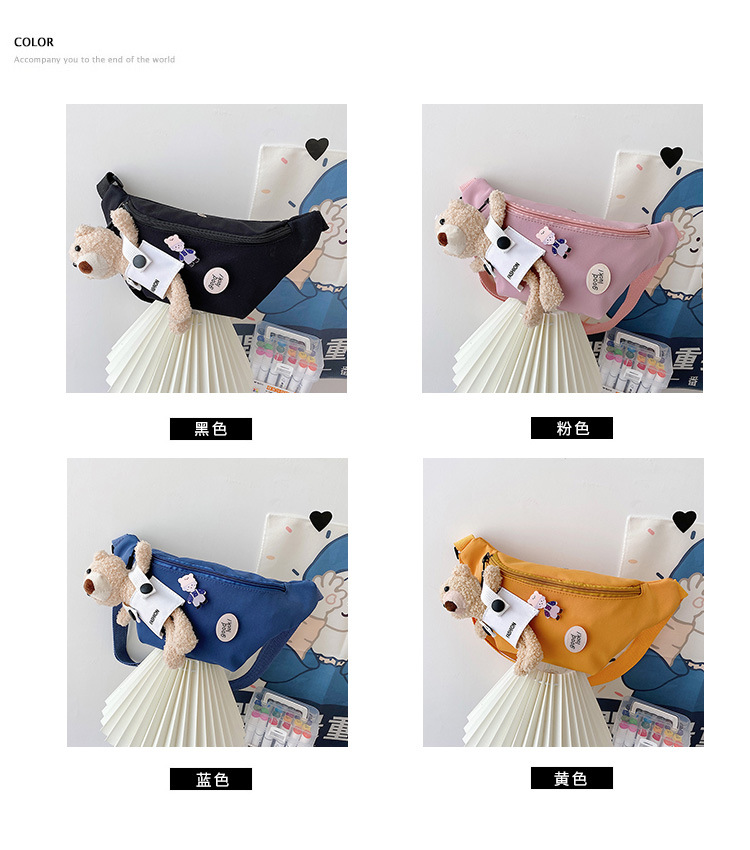 Cute Bear Simple Canvas Bag Girl Ins Lightweight Crossbody Bag 2021 New Japanese Style Student Sports Chest Bag Cute Bear Simple Canvas Bag Girl Ins Lightweight Crossbody Bag 2021 New Japanese Style Student Sports Chest Bag