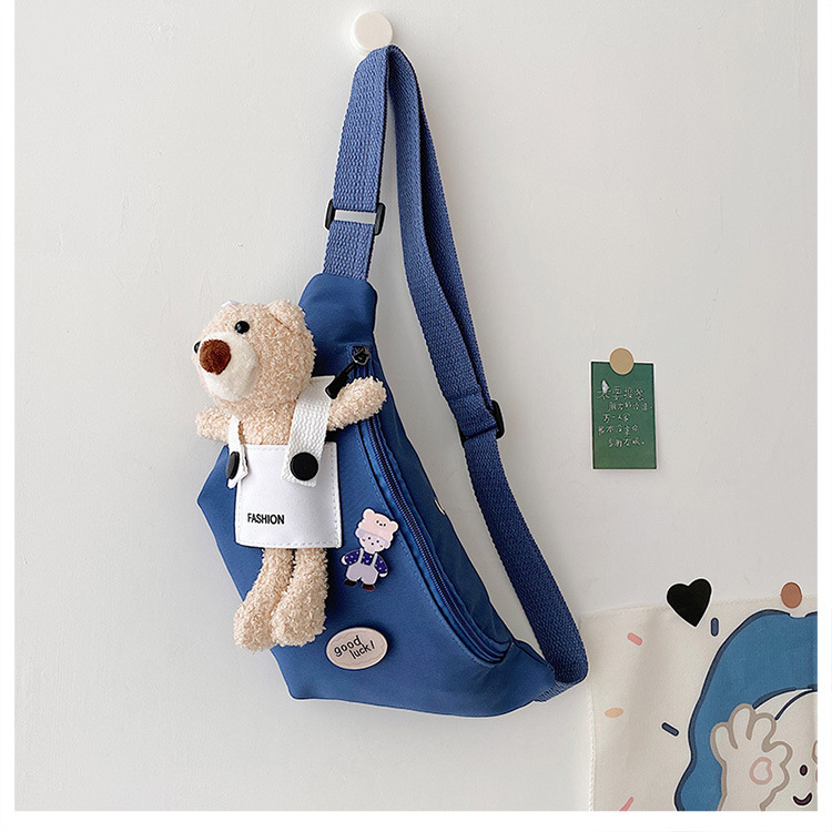 Cute Bear Simple Canvas Bag Girl Ins Lightweight Crossbody Bag 2021 New Japanese Style Student Sports Chest Bag Cute Bear Simple Canvas Bag Girl Ins Lightweight Crossbody Bag 2021 New Japanese Style Student Sports Chest Bag