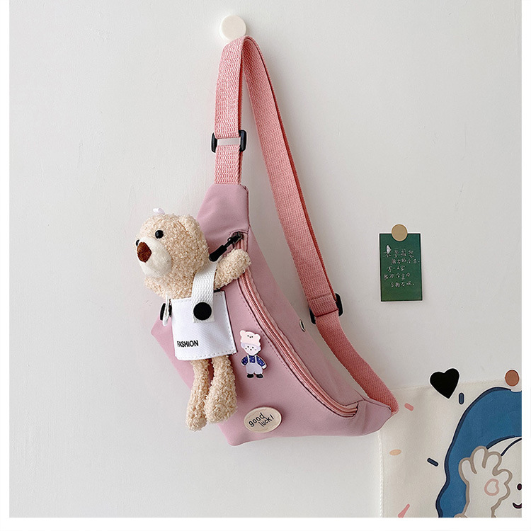 Cute Bear Simple Canvas Bag Girl Ins Lightweight Crossbody Bag 2021 New Japanese Style Student Sports Chest Bag Cute Bear Simple Canvas Bag Girl Ins Lightweight Crossbody Bag 2021 New Japanese Style Student Sports Chest Bag