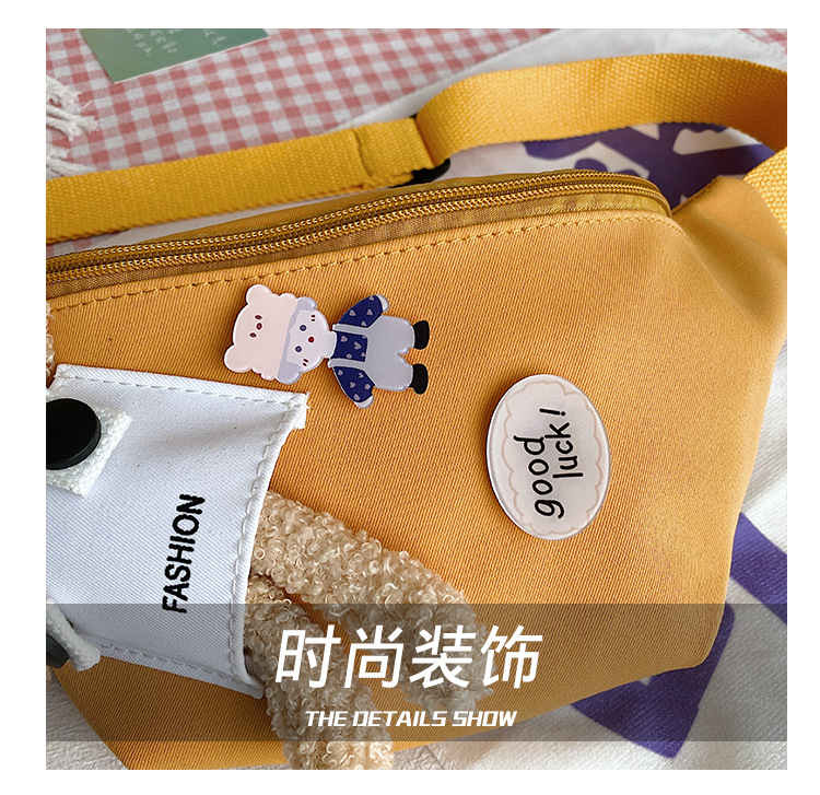 Cute Bear Simple Canvas Bag Girl Ins Lightweight Crossbody Bag 2021 New Japanese Style Student Sports Chest Bag Cute Bear Simple Canvas Bag Girl Ins Lightweight Crossbody Bag 2021 New Japanese Style Student Sports Chest Bag