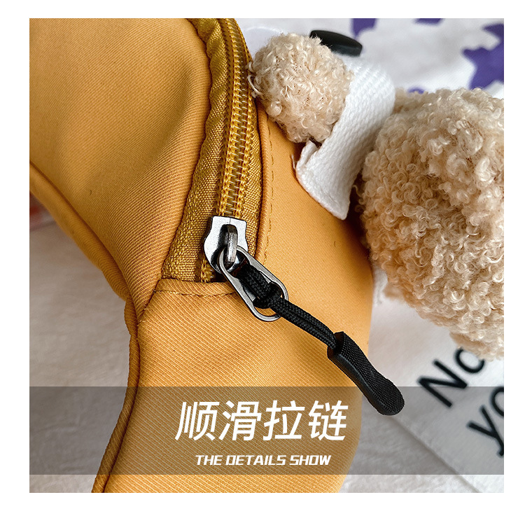 Cute Bear Simple Canvas Bag Girl Ins Lightweight Crossbody Bag 2021 New Japanese Style Student Sports Chest Bag Cute Bear Simple Canvas Bag Girl Ins Lightweight Crossbody Bag 2021 New Japanese Style Student Sports Chest Bag